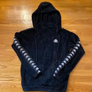 KAPPA Velour black hooded sweatshirt with high neck